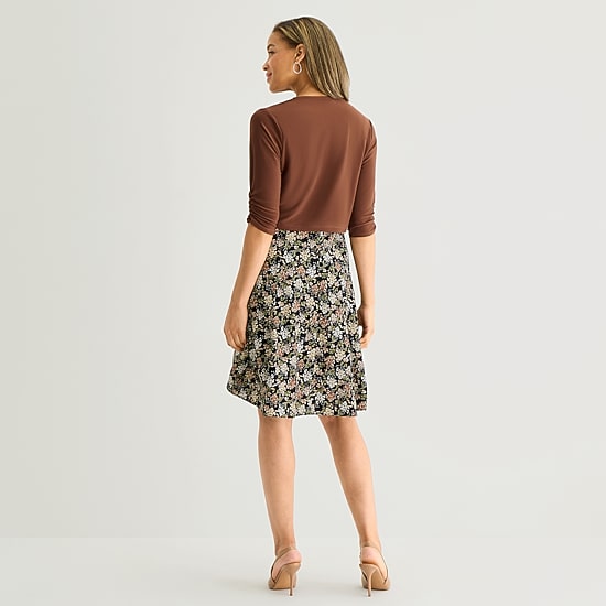 Perceptions Womens Floral Jacket Dress