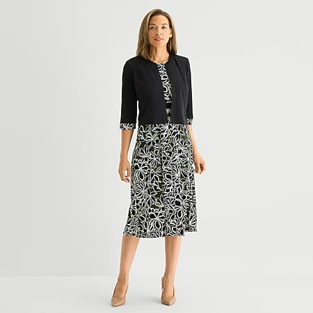 Danny & Nicole Womens Midi Floral Jacket Dress, Color: Teal Rust