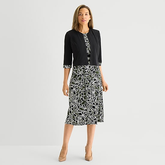 Studio 1 Womens Floral Jacket Dress