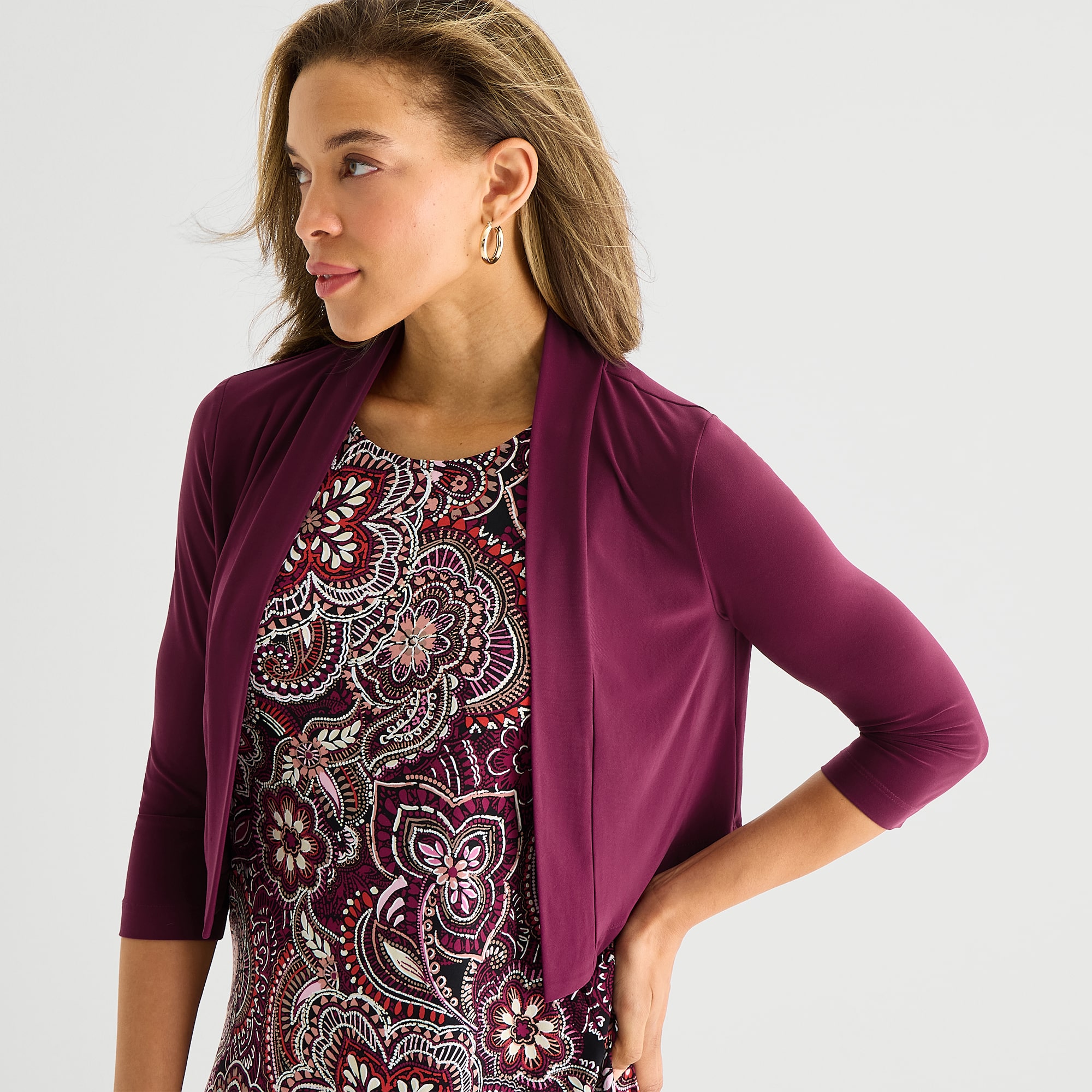 Perceptions Womens Floral Jacket Dress
