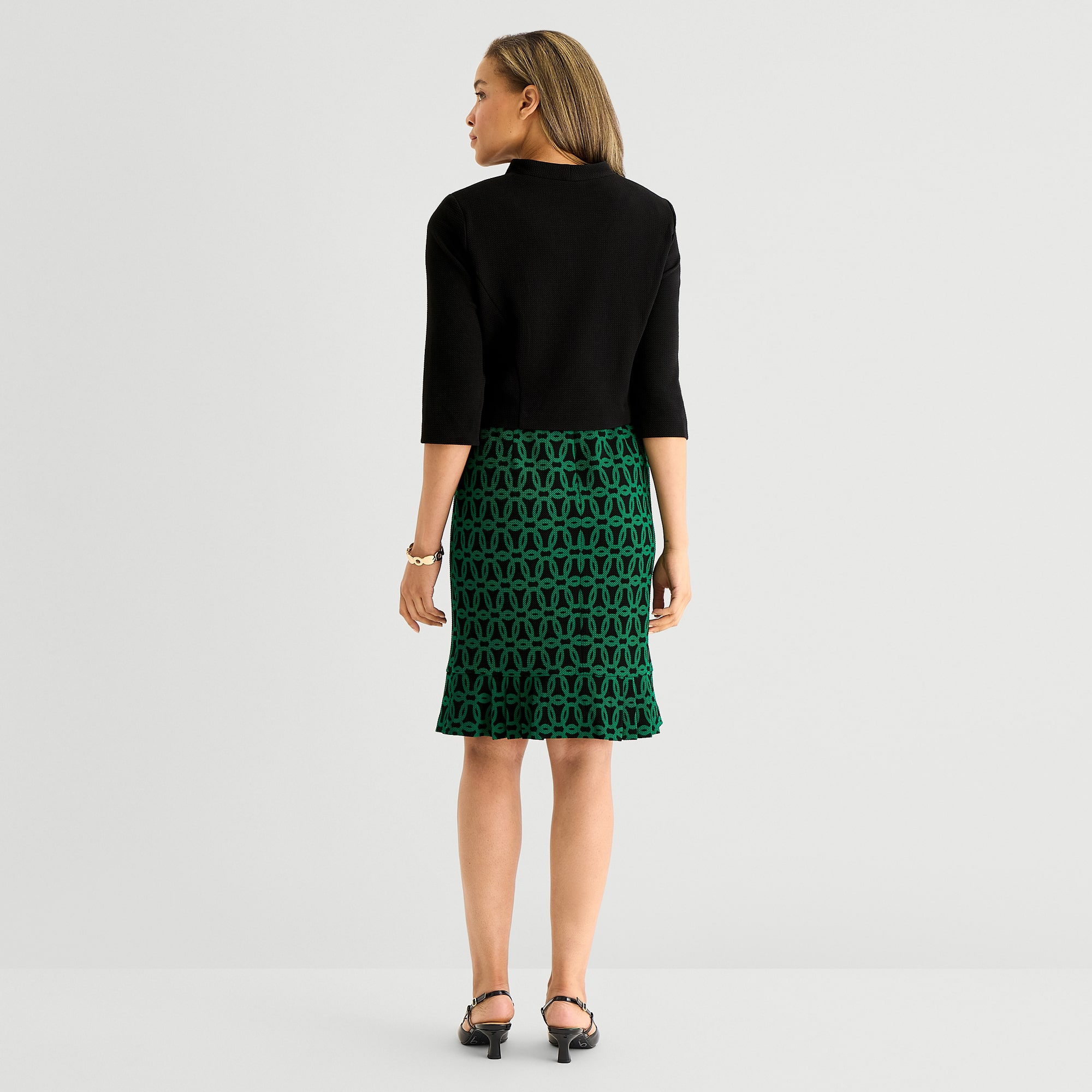 Maya Brooke Womens Geometric Jacket Dress