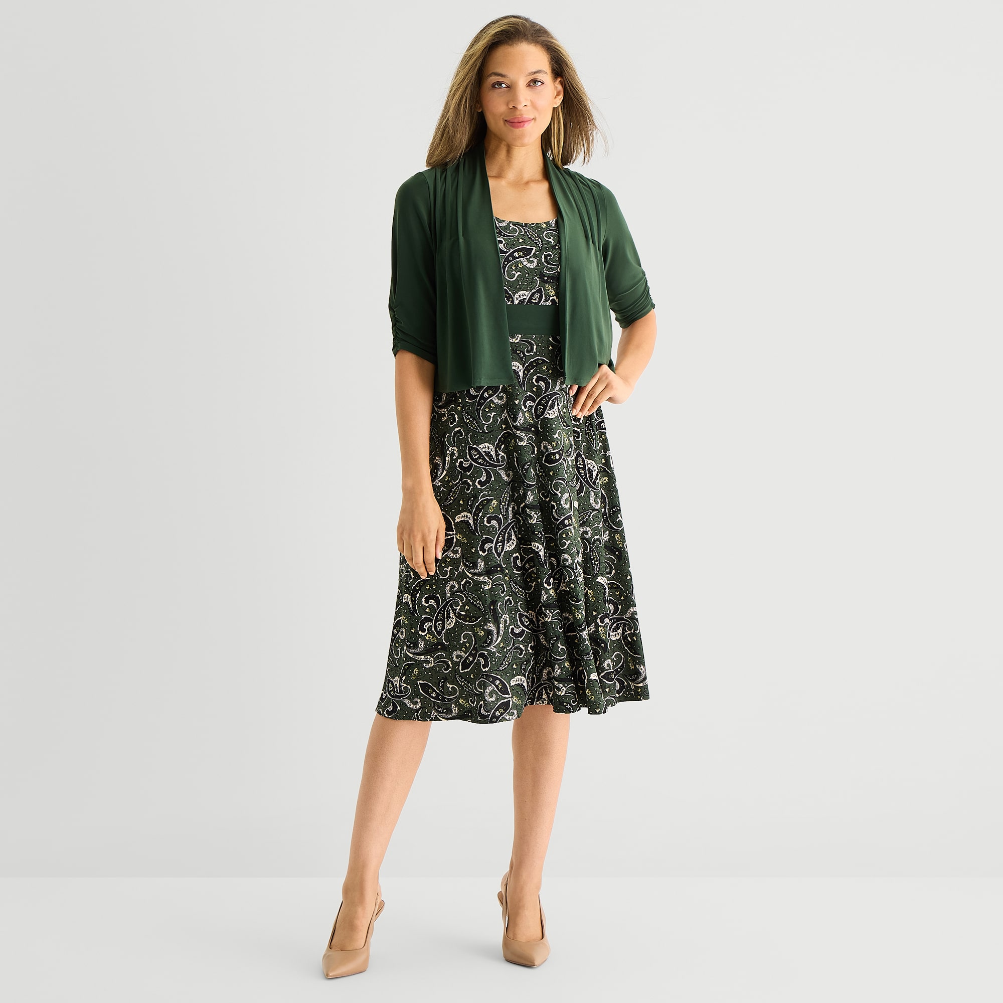Perceptions Womens Paisley Jacket Dress