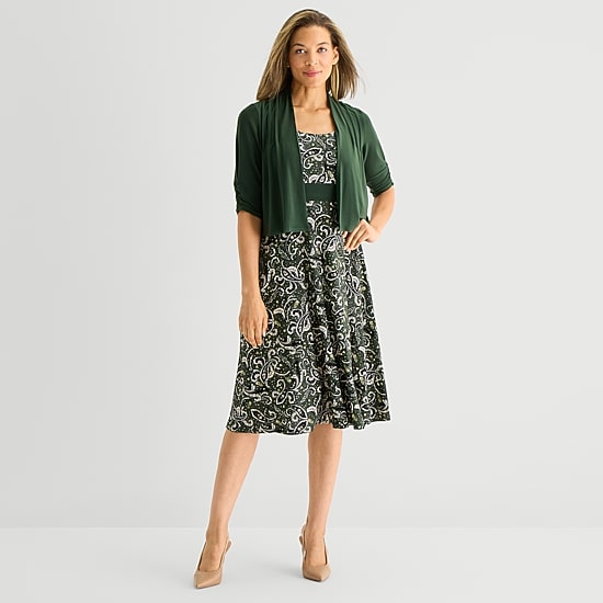 Perceptions Womens Paisley Jacket Dress
