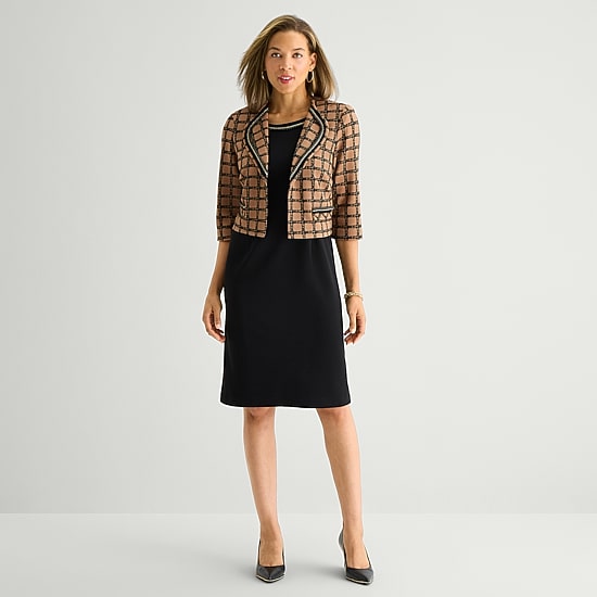 Maya Brooke Womens Grid Jacket Dress
