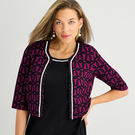 Maya Brooke Womens Geometric Jacket Dress