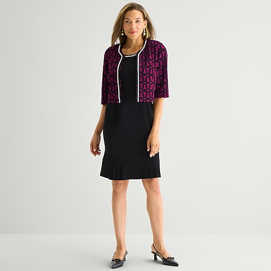Maya Brooke Womens Geometric Jacket Dress