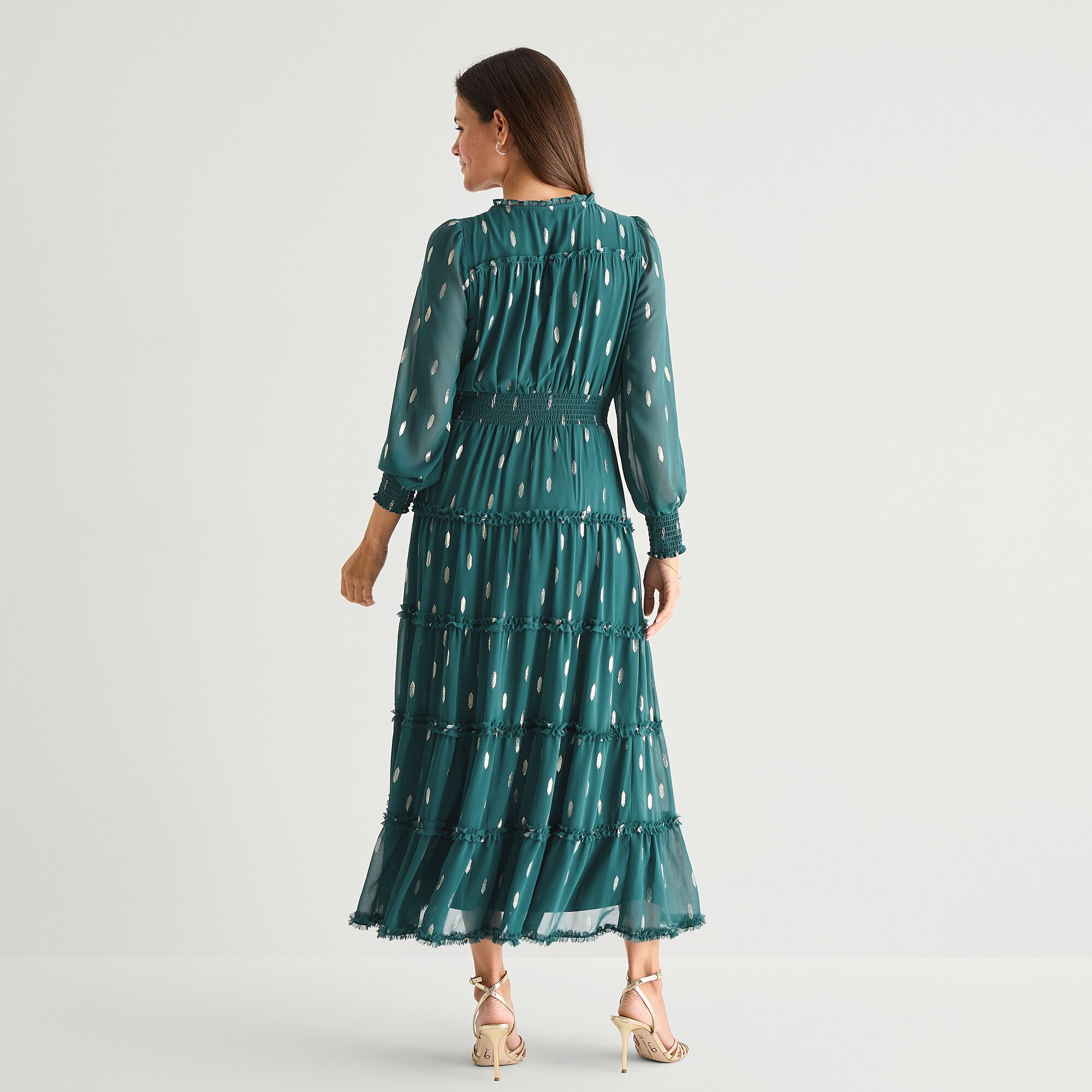 MSK Womens V Neck Long Sleeve Cuffed Maxi Dress