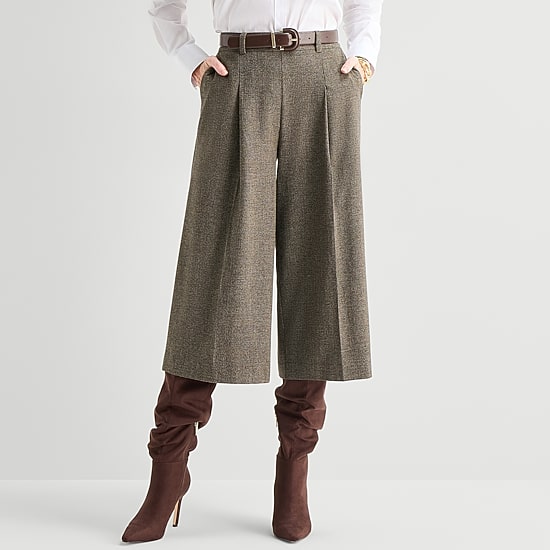 Liz Claiborne Womens Wide Leg Mid Rise Gaucho Pant