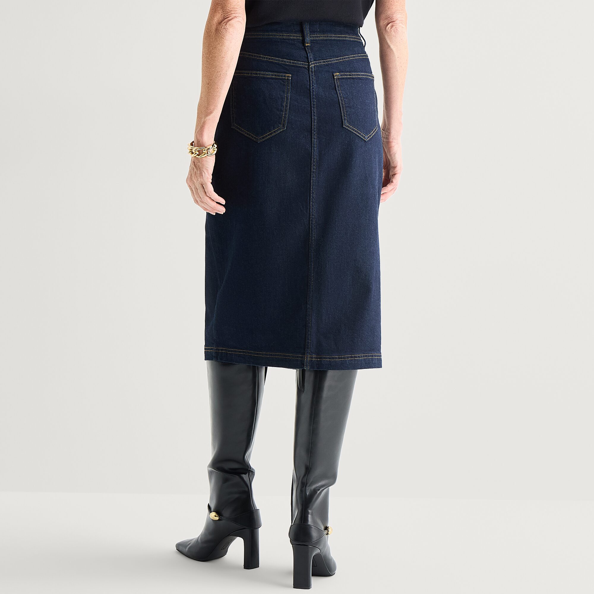 Liz Claiborne Embellished Womens Midi Denim Skirt