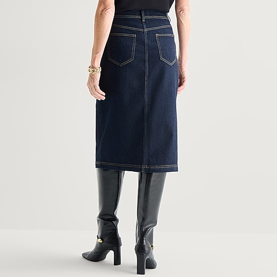 Liz Claiborne Embellished Womens Midi Denim Skirt