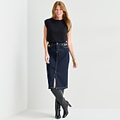 Liz Claiborne Embellished Womens Midi Denim Skirt