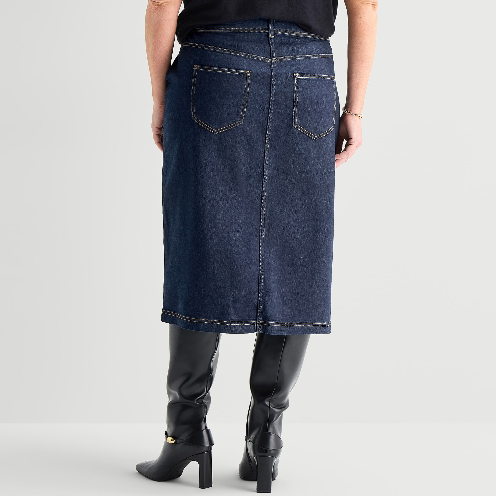 Liz Claiborne Womens Plus Mid Rise Denim Skirt