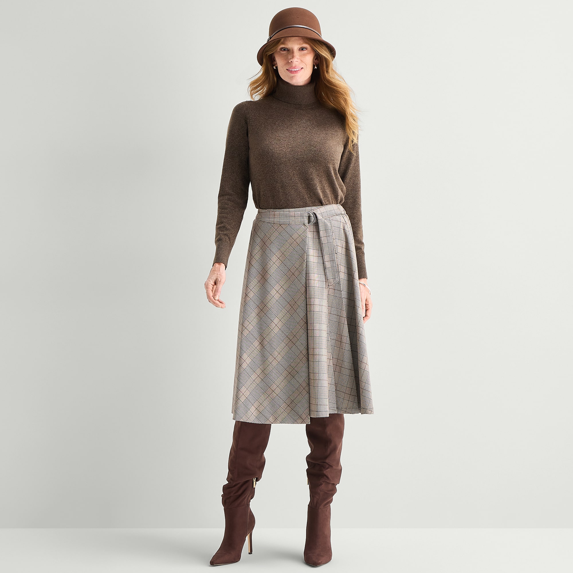Liz Claiborne Plaid Womens Midi Wrap Skirt