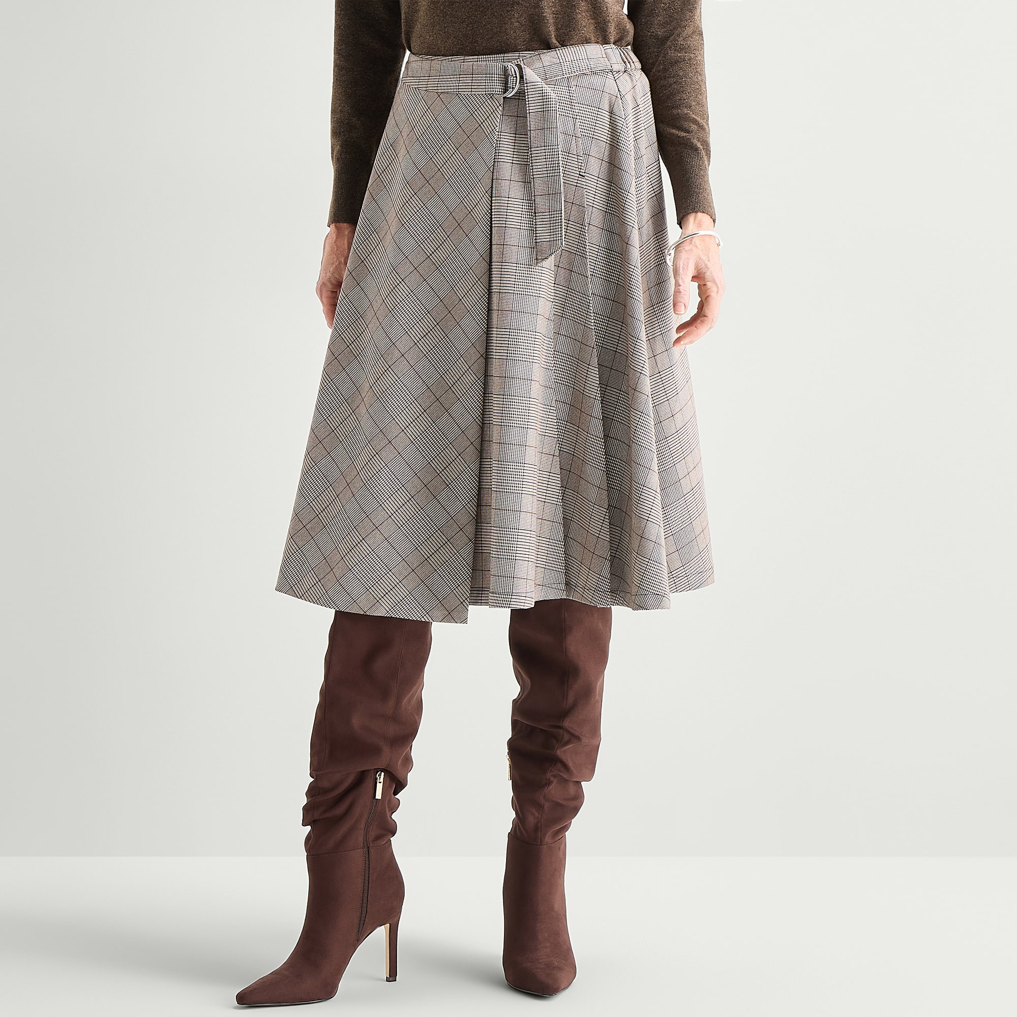 Liz Claiborne Plaid Womens Midi Wrap Skirt