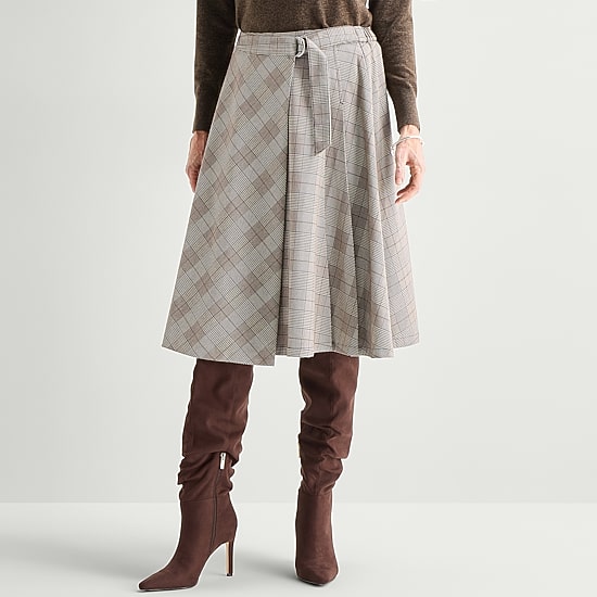 Liz Claiborne Plaid Womens Midi Wrap Skirt