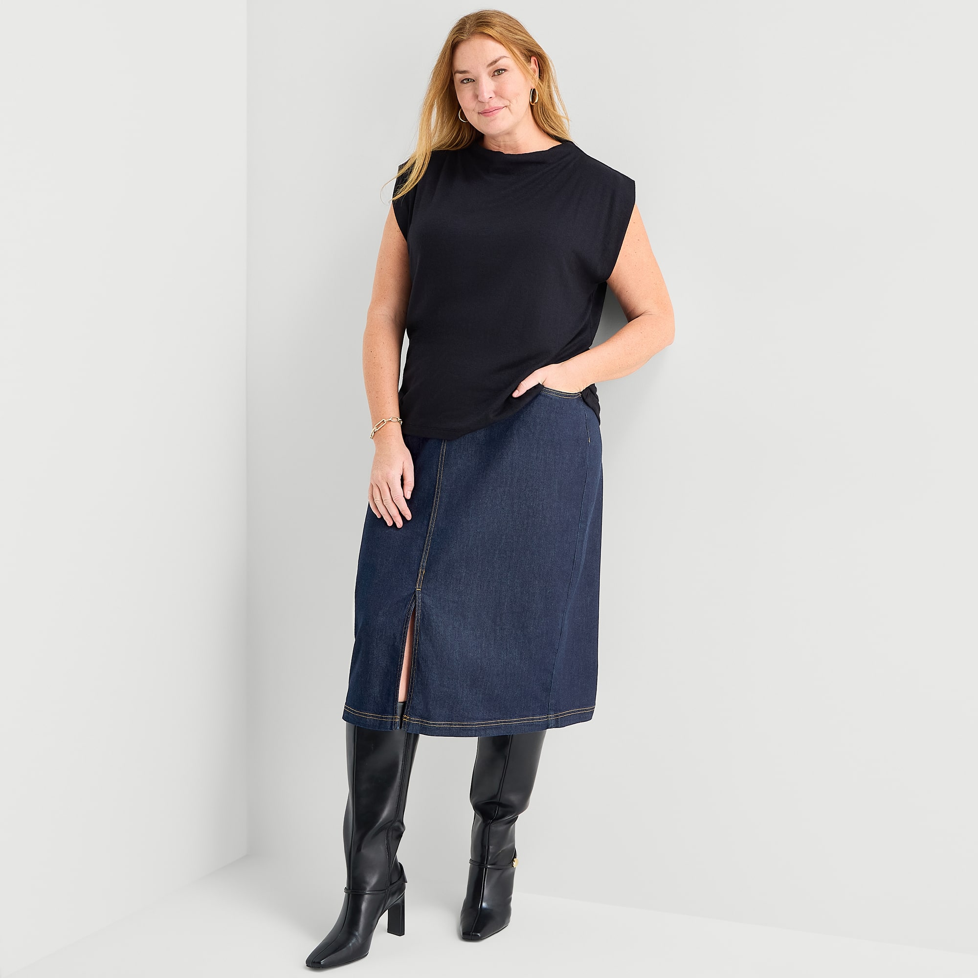 Liz Claiborne Womens Plus Mid Rise Denim Skirt