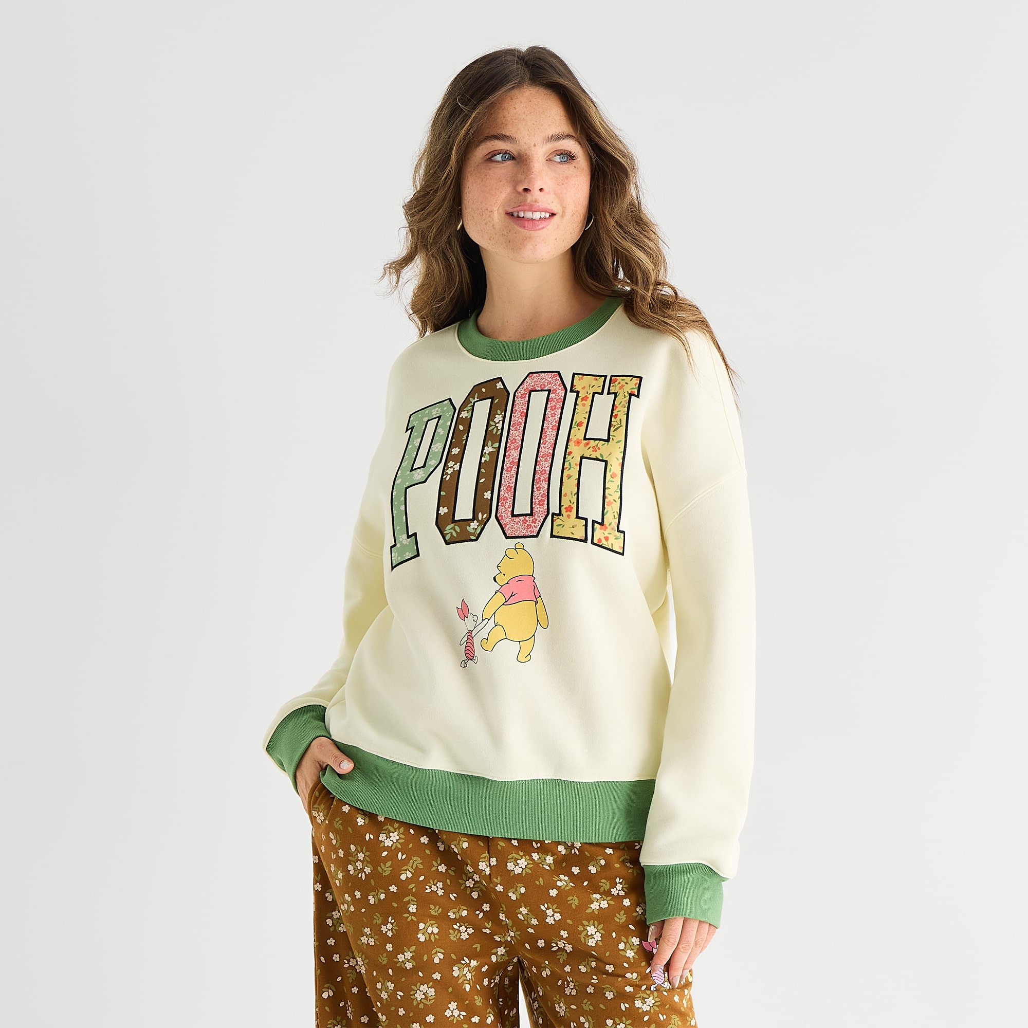 Pooh Crew Fleece Womens Juniors Neck Long Sleeve Winnie The Sweatshirt
