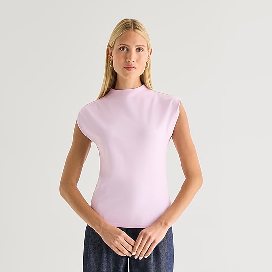Worthington Womens Sleeveless Mock Neck Top