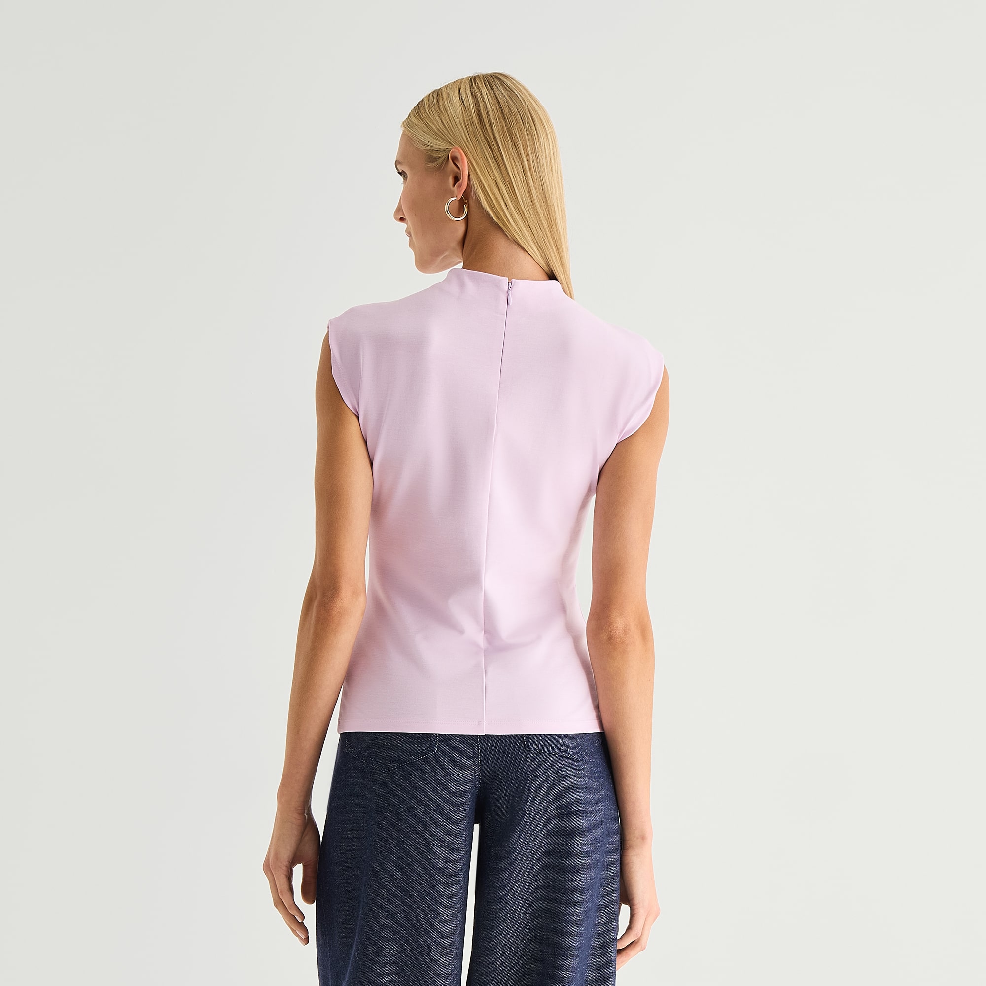Worthington Womens Sleeveless Mock Neck Top