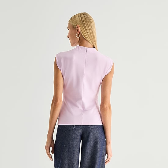 Worthington Womens Sleeveless Mock Neck Top