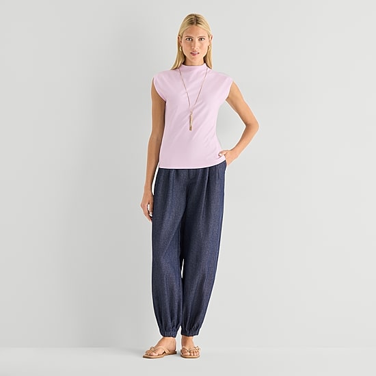 Worthington Womens Sleeveless Mock Neck Top