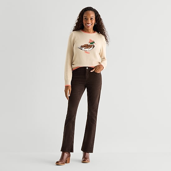 St. John's Bay Womens High Rise Bootcut Corduroy Pant