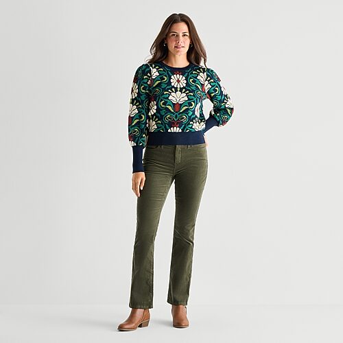 St. John's Bay Womens Tall Mid Rise Bootcut Corduroy Pant In Green