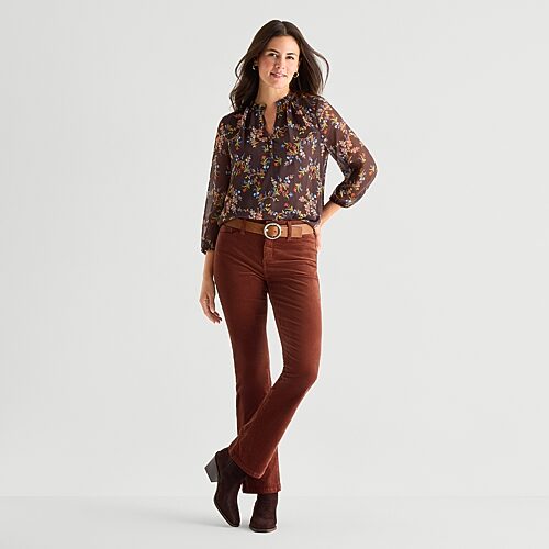 St. John's Bay Womens Tall Mid Rise Bootcut Corduroy Pant In Orange