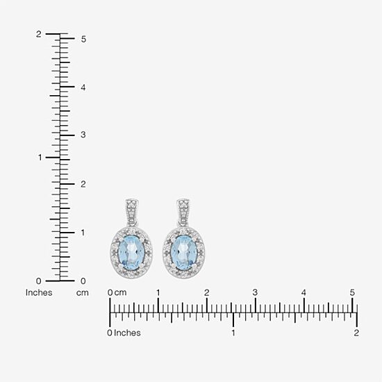 Limited Quantities! Womens Simulated Blue Aquamarine Sterling Silver Oval Drop Earrings