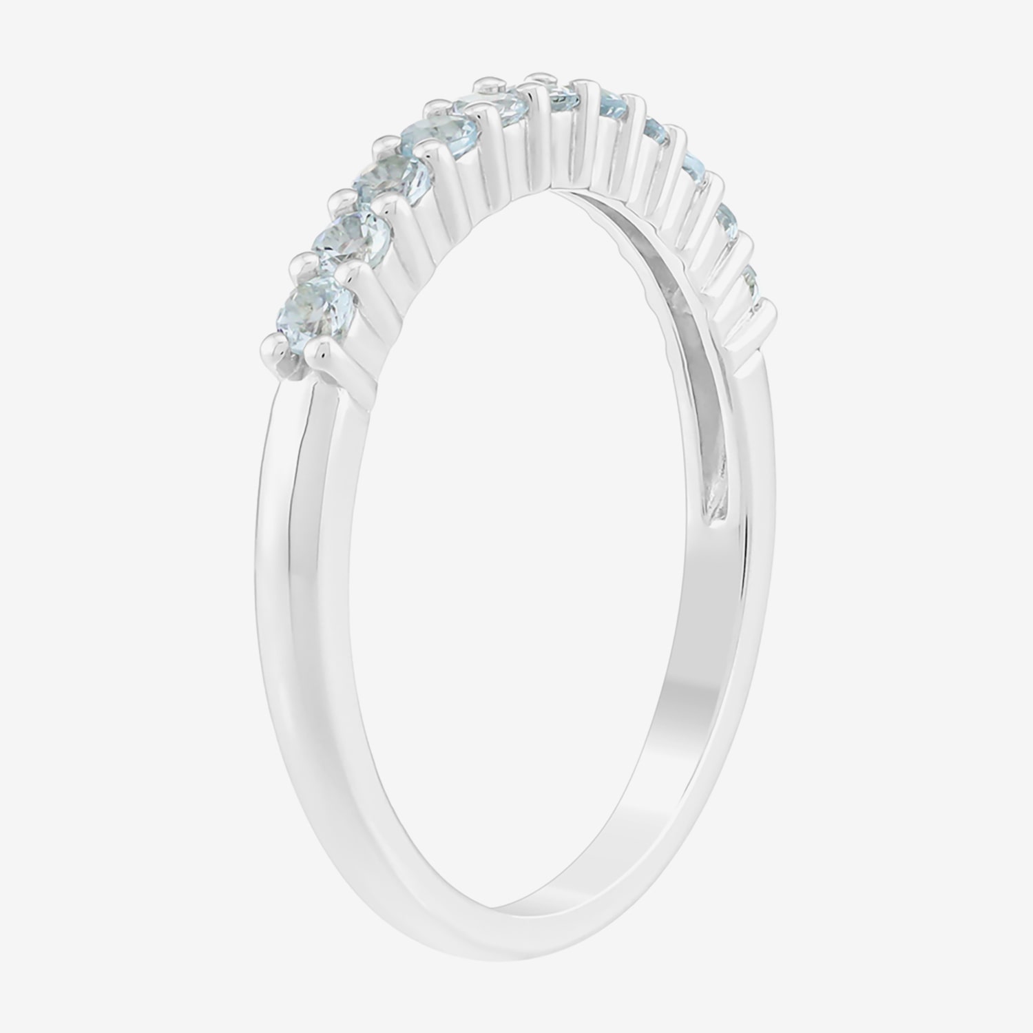 Limited Quantities! Womens Genuine Blue Aquamarine Sterling Silver Stackable Ring