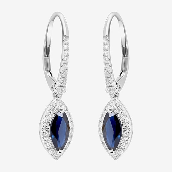 Limited Quantities! Womens 1/3 CT. T.W. Genuine Blue Sapphire 10K White Gold Marquise Drop Earrings