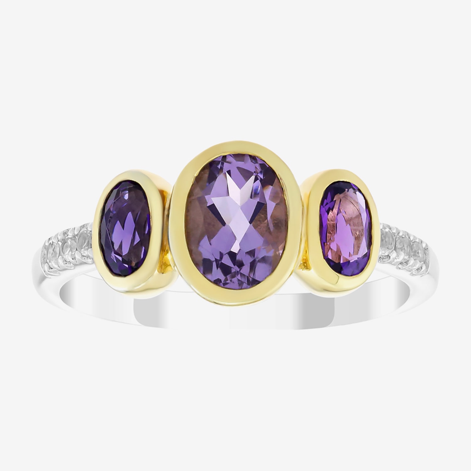 Limited Quantities! Womens Genuine Purple Amethyst 14K Gold Over Silver Sterling Silver Side Stone Cocktail Ring