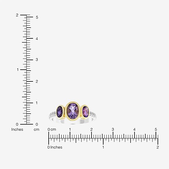 Limited Quantities! Womens Genuine Purple Amethyst 14K Gold Over Silver Sterling Silver Side Stone Cocktail Ring