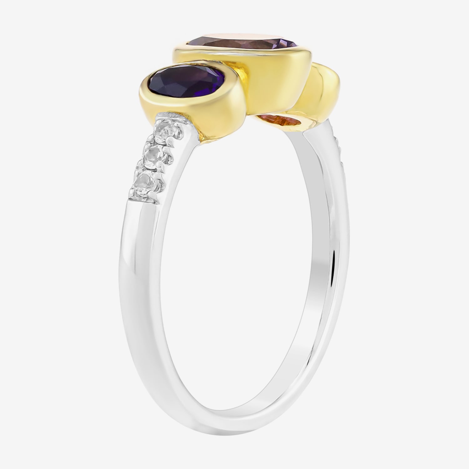 Limited Quantities! Womens Genuine Purple Amethyst 14K Gold Over Silver Sterling Silver Side Stone Cocktail Ring