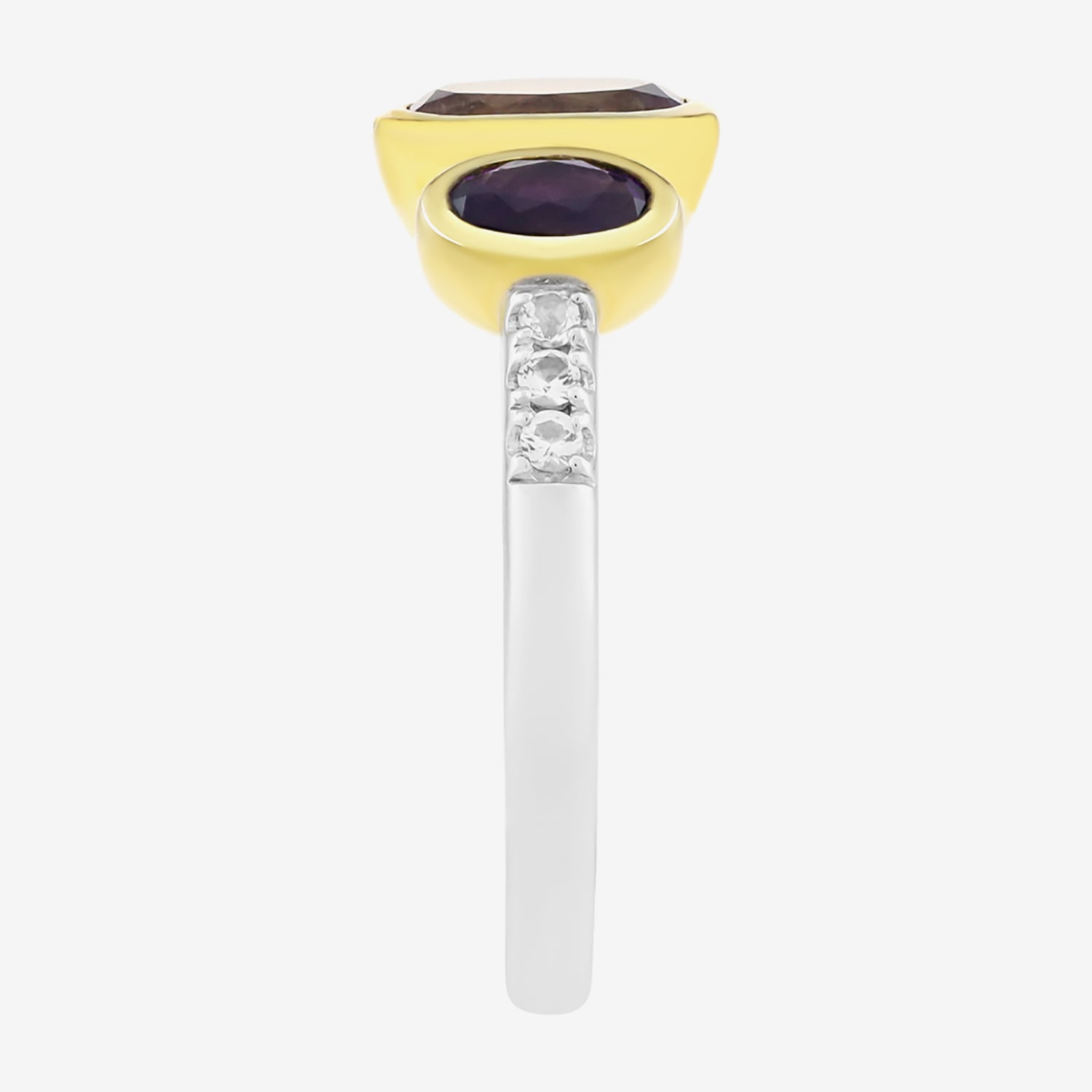 Limited Quantities! Womens Genuine Purple Amethyst 14K Gold Over Silver Sterling Silver Side Stone Cocktail Ring