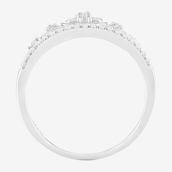 Limited Quantities! Womens Lab Created White Sapphire Sterling Silver Crown Cocktail Ring