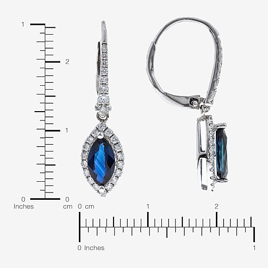 Limited Quantities! Womens 1/3 CT. T.W. Genuine Blue Sapphire 10K White Gold Marquise Drop Earrings