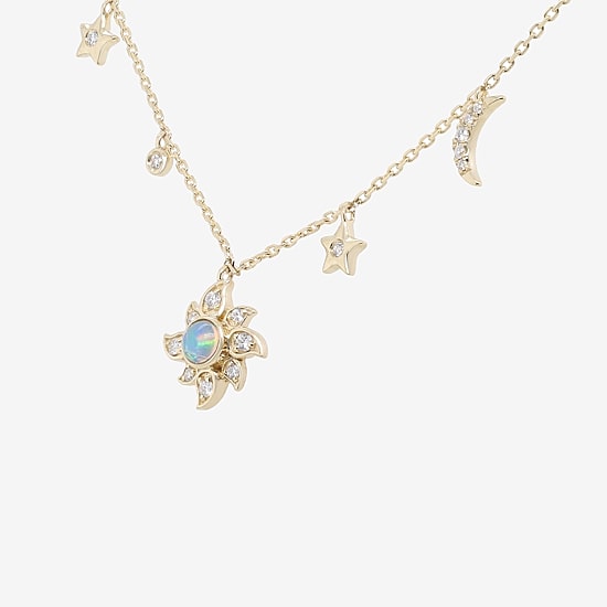 Limited Quantities! Womens 1/5 CT. Genuine White Opal 10K Gold 18 Inch Pendant Necklace