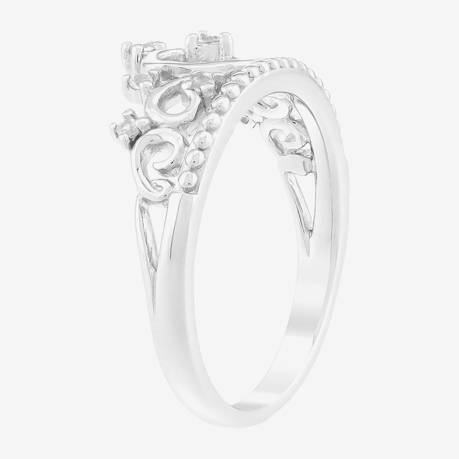 Limited Quantities! Womens Lab Created White Sapphire Sterling Silver Crown Cocktail Ring