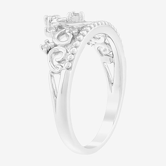 Limited Quantities! Womens Lab Created White Sapphire Sterling Silver Crown Cocktail Ring