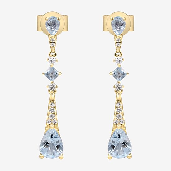 Limited Quantities! Womens 1/7 CT. T.W. Genuine Blue Aquamarine 10K Gold Drop Earrings