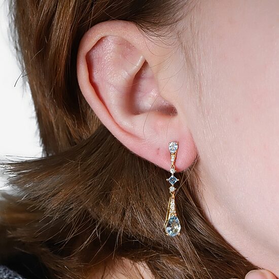 Limited Quantities! Womens 1/7 CT. T.W. Genuine Blue Aquamarine 10K Gold Drop Earrings