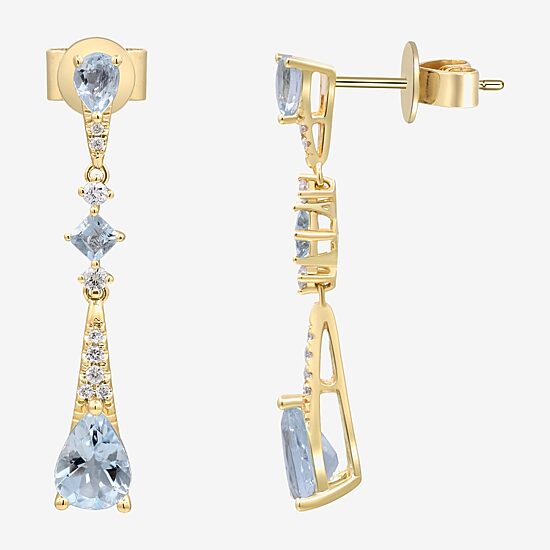 Limited Quantities! Womens 1/7 CT. T.W. Genuine Blue Aquamarine 10K Gold Drop Earrings