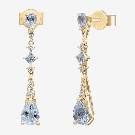 Limited Quantities! Womens 1/7 CT. T.W. Genuine Blue Aquamarine 10K Gold Drop Earrings