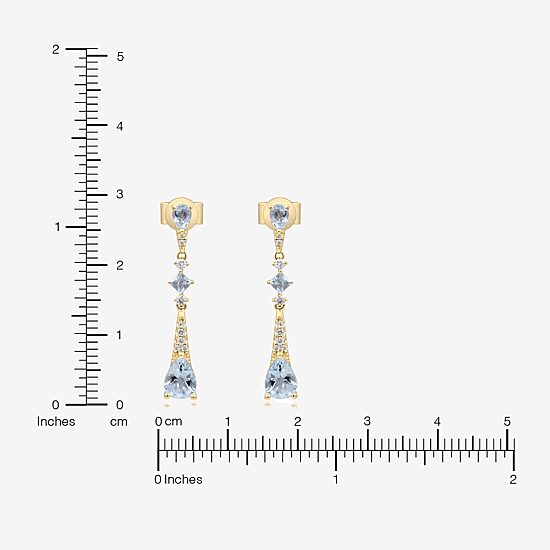 Limited Quantities! Womens 1/7 CT. T.W. Genuine Blue Aquamarine 10K Gold Drop Earrings