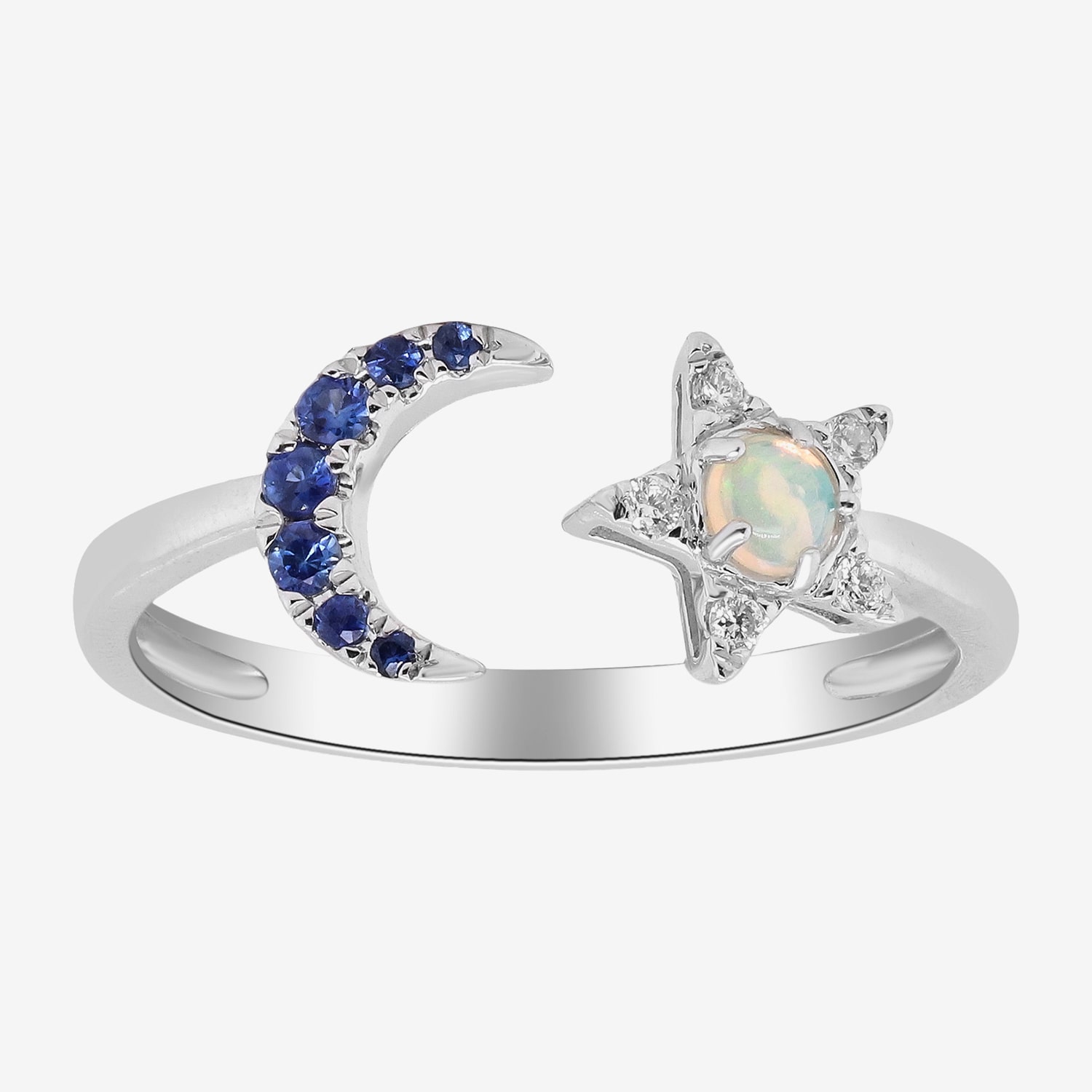 Limited Quantities! Womens 1/10 CT. T.W. Genuine White Opal 10K Gold Moon Star Cocktail Ring