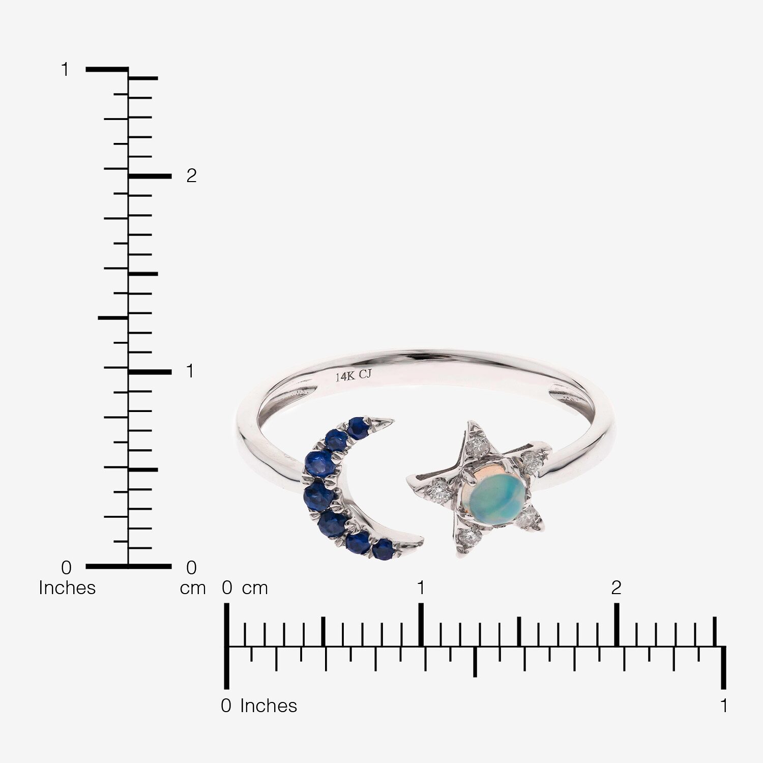 Limited Quantities! Womens 1/10 CT. T.W. Genuine White Opal 10K Gold Moon Star Cocktail Ring