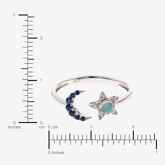 Limited Quantities! Womens 1/10 CT. T.W. Genuine White Opal 10K White Gold Moon Star Cocktail Ring