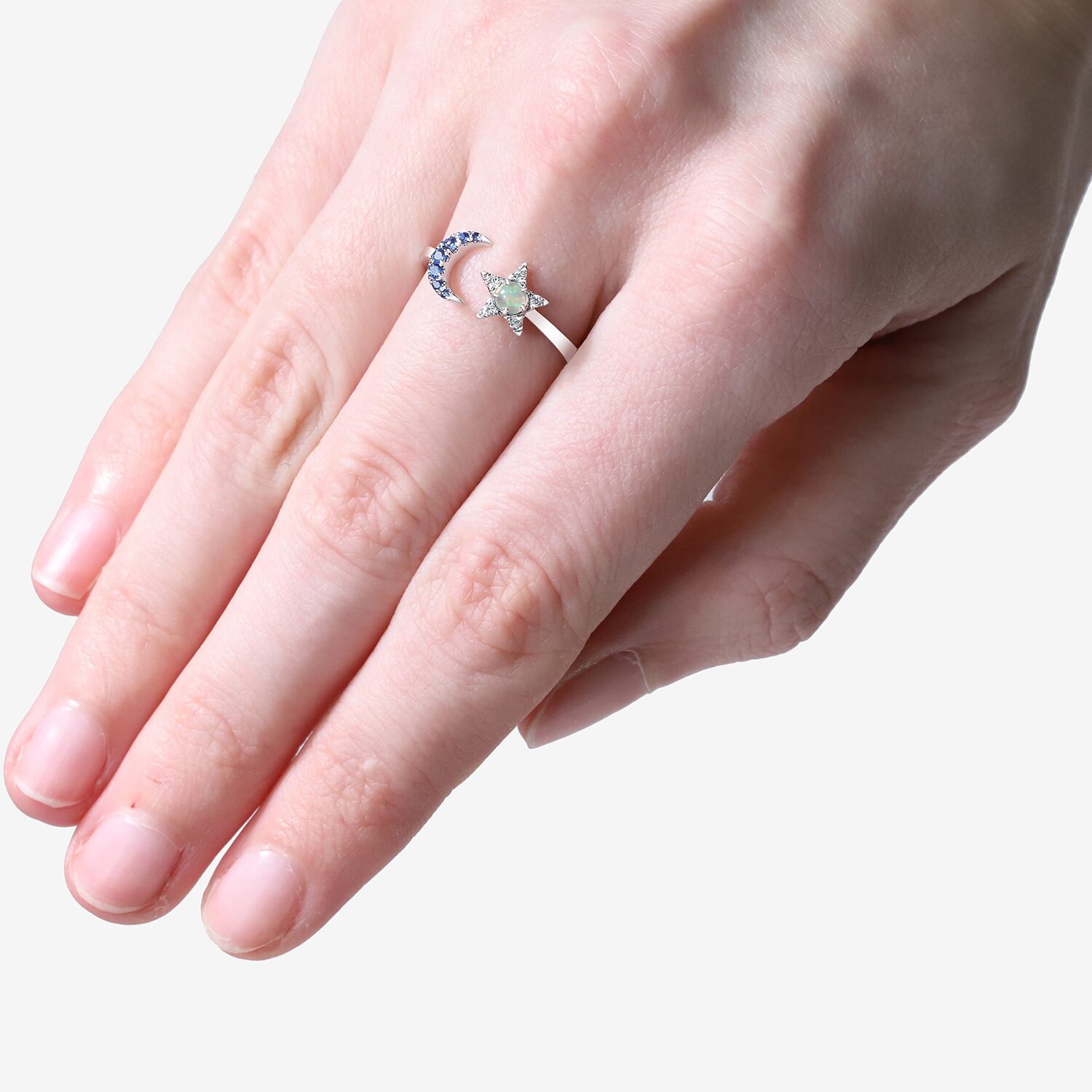 Limited Quantities! Womens 1/10 CT. T.W. Genuine White Opal 10K Gold Moon Star Cocktail Ring