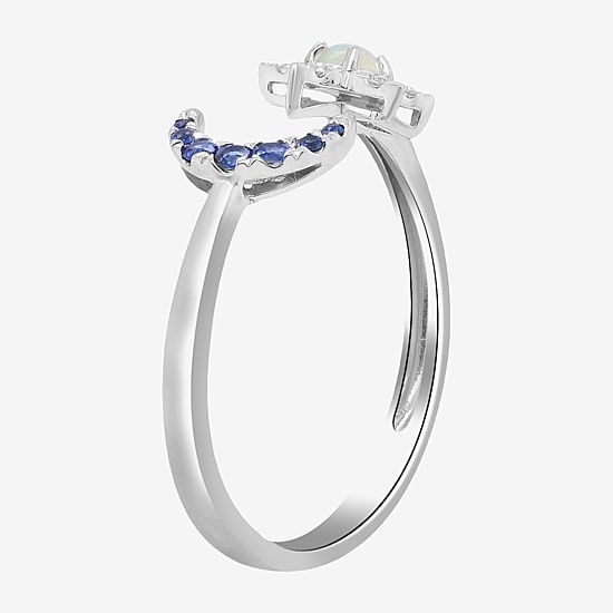 Limited Quantities! Womens 1/10 CT. T.W. Genuine White Opal 10K White Gold Moon Star Cocktail Ring